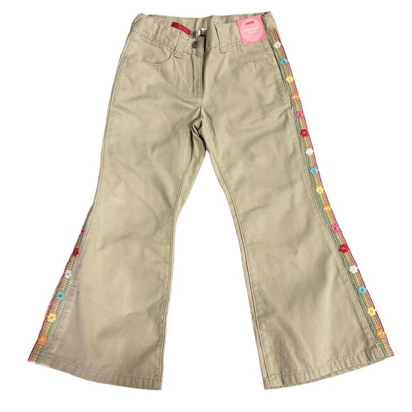 Gymboree Girls Pants Size 4 Embroidered Adjustable Waist Beige NWT - Picture 1 of 13